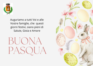 Biglietto Auguri di Pasqua Illustrato Bianco Pastelli